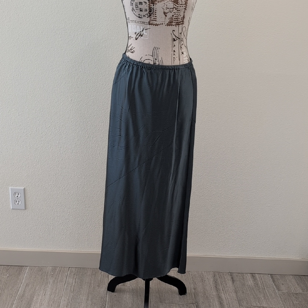 Eileen Fisher Silk Charcoal Maxi Skirt